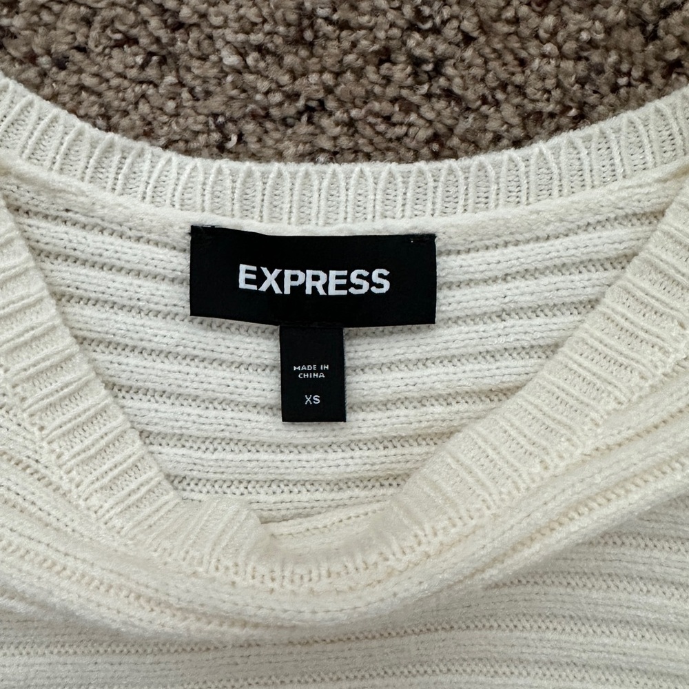 Express Women's Ivory Ribbed Sweater - Picture 3 of 6